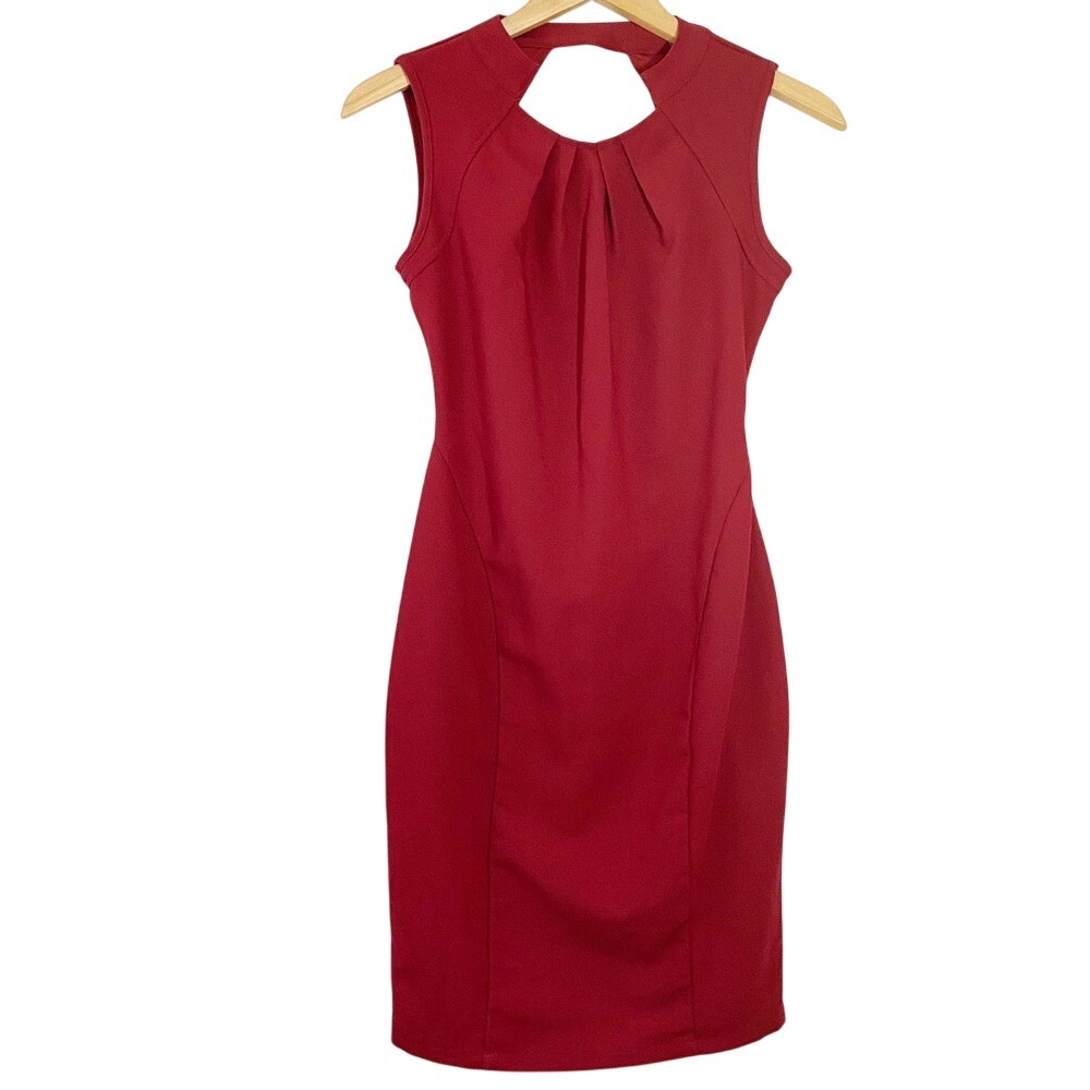 Kardashian Kollection Burgundy Red‎ High Neck Cutout Back Sheath Dress XS